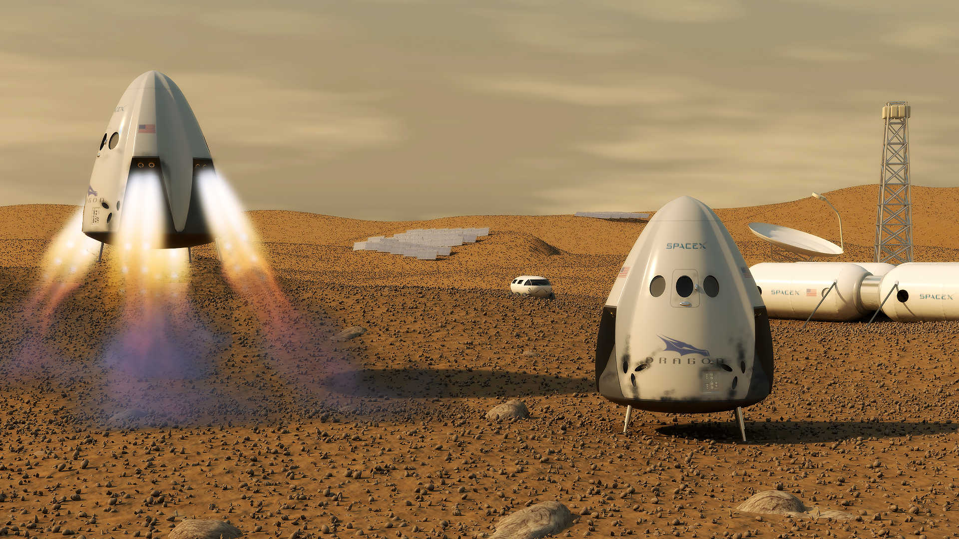 Image of a mars landing (concept)